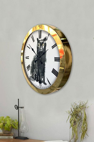 Kasva Concept Gift 36 cm Gold Metal Figure Wall Clock
