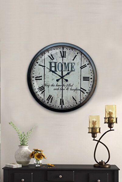 Kasva Concept ساعة حائط زهور معدنية سوداء اللون أسود اللون 40 سم