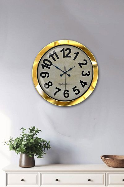 Kasva Concept Gift 36 Cm Gold Metal Milano Wall Clock