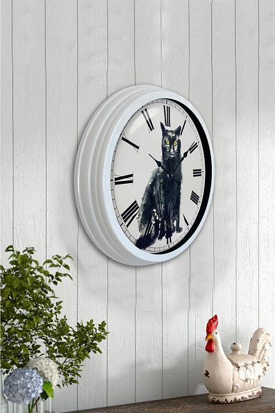 Kasva Concept Gift 40 Cm White Metal Figure Wall Clock