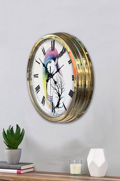 Kasva Concept Gift 40 cm Gold Metal Character Wall Clock