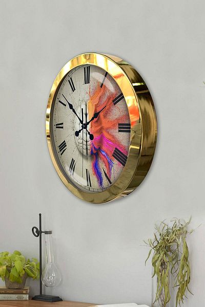 Kasva Concept Gift 36 cm Gold Metal Brain Wall Clock