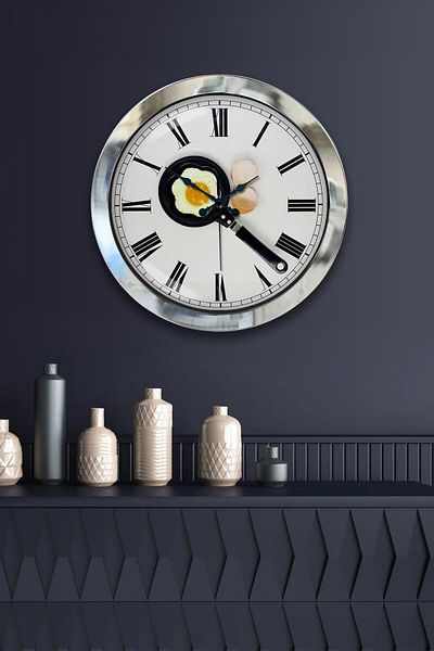 Kasva Concept Gift 36 cm Chrome Metal Kitchen Wall Clock