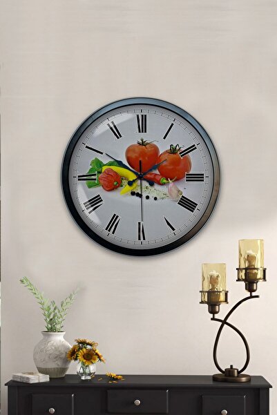 Kasva Concept هدية ساعة حائط مطبخ معدنية سوداء مقاس 40 سم