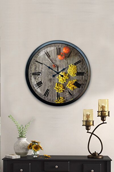 Kasva Concept هدية ساعة حائط مطبخ معدنية سوداء مقاس 40 سم