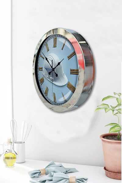 Kasva Concept Gift 36 cm Chrome Metal Construction Wall Clock