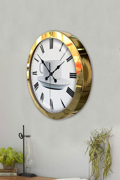 Kasva Concept Gift 36 cm Gold Metal Brown Wall Clock
