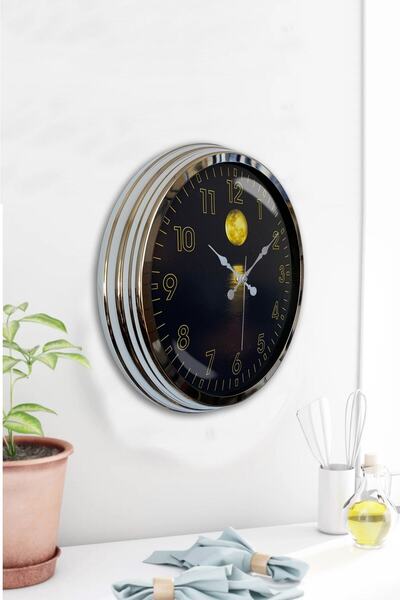 Kasva Concept هدية ساعة حائط ليلية معدنية من الكروم مقاس 40 سم