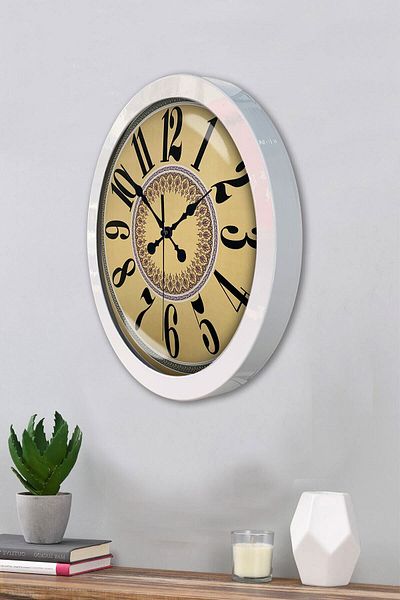 Kasva Concept Gift 36 cm White Metal Yellow Wall Clock
