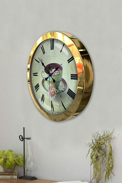 Kasva Concept Gift 36 cm Gold Metal Cafe Wall Clock