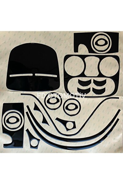 FD Damla Etiket Fiat Doblo 2001-2012 D1 D2 - Piano Black Console and Trim Set...