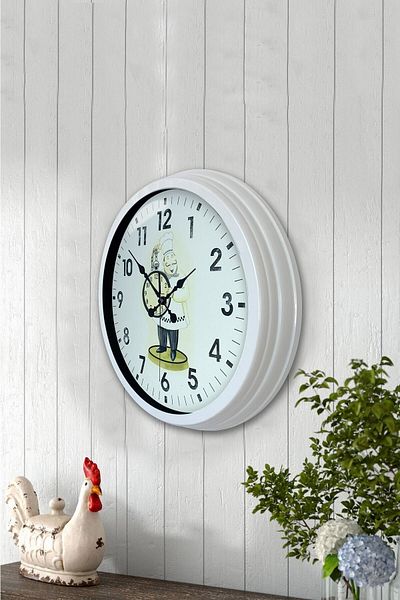Kasva Concept 40 cm White Metal Cook Kitchen Wall Clock