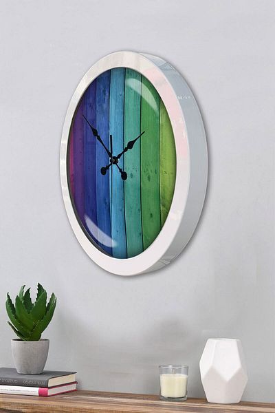 Kasva Concept Gift 36 cm White Metal Rainbow Wall Clock