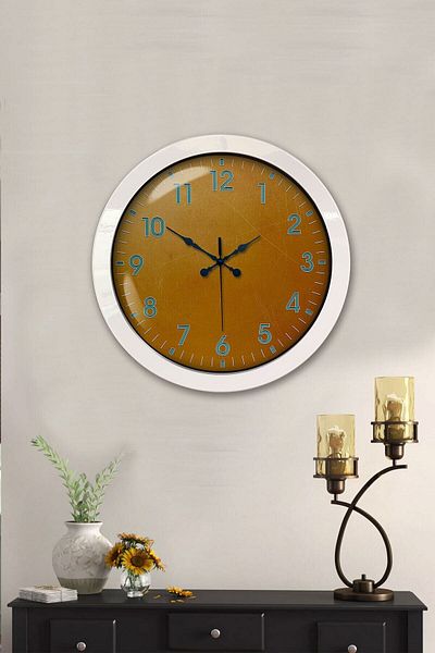 Kasva Concept Gift 36 cm White Metal Yellow Wall Clock