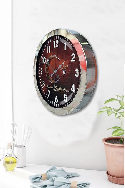 Kasva Concept Cadou 36 Cm Crom Metal Turkiye Ceas de Perete