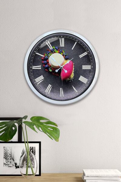 Kasva Concept هدية ساعة حائط مطبخ معدنية بيضاء مقاس 40 سم