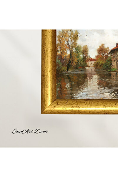 Sanart Pictură de epocă cu cadru, pictură în ulei, pictură înrămată, decor artistic, pictură peisaj