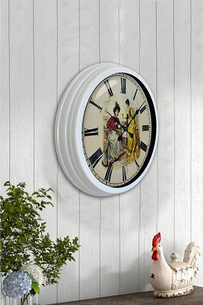 Kasva Concept Gift 40 cm White Metal Nostalgia Wall Clock