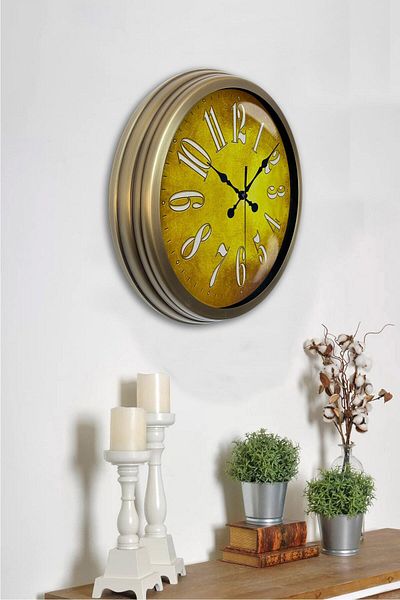 Kasva Concept 40 cm Antique Metal Golden Wall Clock