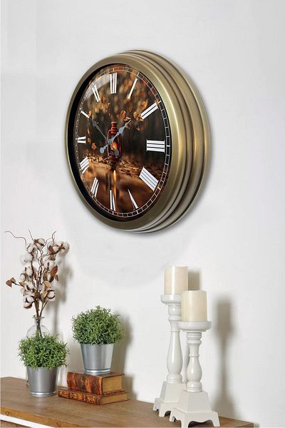Kasva Concept Gift 40 cm Antique Metal Lantern Wall Clock