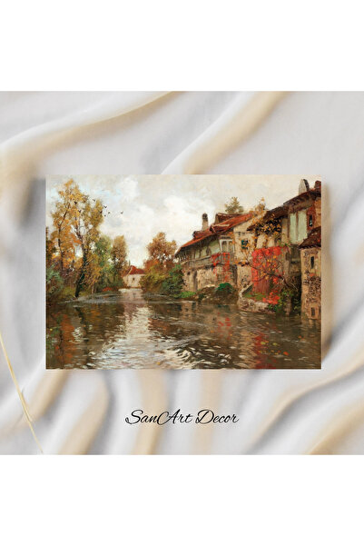 Sanart Pictură de epocă cu cadru, pictură în ulei, pictură înrămată, decor artistic, pictură peisaj