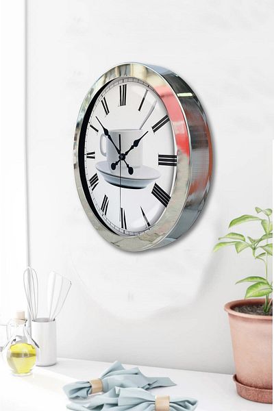 Kasva Concept Gift 36 cm Chrome Metal Brown Wall Clock