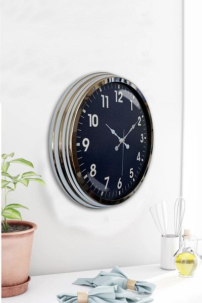Kasva Concept Gift 40 cm Chrome Metal Note Wall Clock