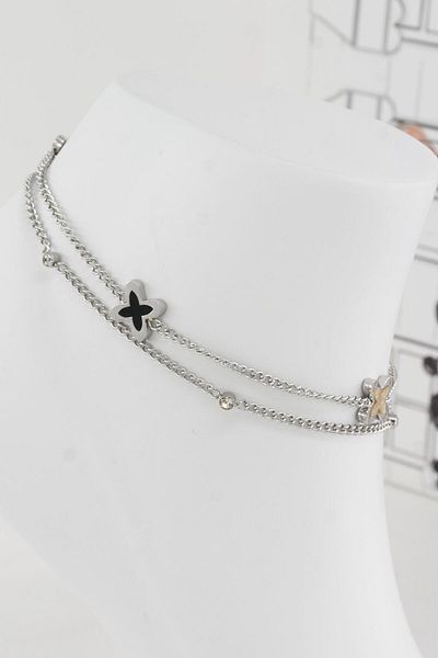 By Zeyna Aksesuar Women's 316 L Tarnish Anti Allergenic Steel Anklet Zy00022