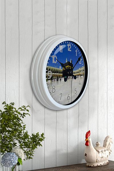 Kasva Concept Gift 40 cm White Metal Kaaba Wall Clock