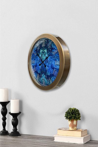 Kasva Concept Gift 36 cm Antique Metal Blue Wall Clock
