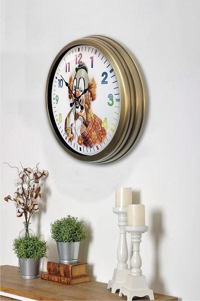 Kasva Concept Gift 40 cm Antique Metal Clown Wall Clock