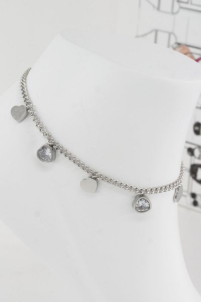 By Zeyna Aksesuar Women's 316 L Tarnishproof Anti Allergenic Steel Anklet Zy0003