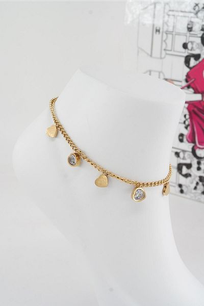 By Zeyna Aksesuar Women's 316 L Tarnishproof Anti Allergenic Steel Anklet Zy0002