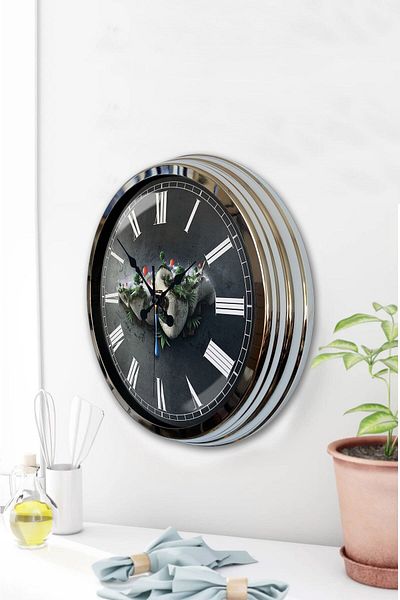 Kasva Concept Gift 40 cm Chrome Metal Natural Wall Clock