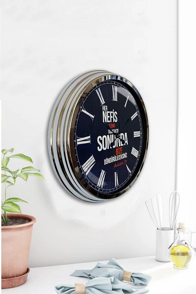 Kasva Concept Gift 40 cm Chrome Metal Promise Wall Clock