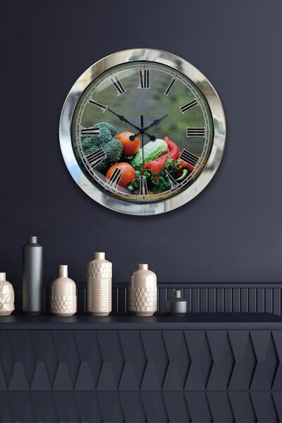 Kasva Concept هدية ساعة حائط مطبخ معدنية من الكروم مقاس 36 سم