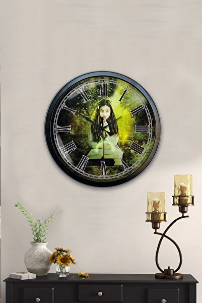 Kasva Concept ساعة حائط مطبخ حائط فراولة معدنية سوداء 40 سم