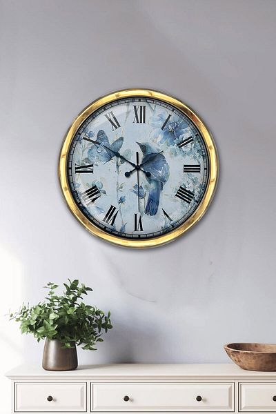 Kasva Concept Gift 40 cm Gold Metal Bird Wall Clock