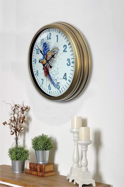Kasva Concept 40 cm Antique Metal Parrot Wall Clock
