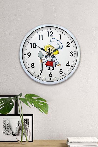 Kasva Concept 40 cm White Metal Cook Kitchen Wall Clock