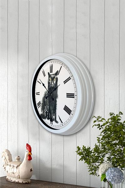 Kasva Concept Gift 40 Cm White Metal Figure Wall Clock