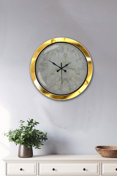 Kasva Concept Gift 36 cm Gold Metal Kitchen Wall Clock