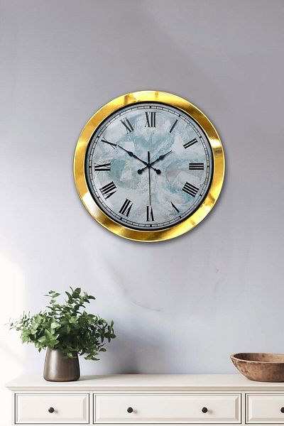 Kasva Concept Gift 36 cm Gold Metal Izmir Wall Clock