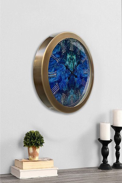 Kasva Concept Gift 36 cm Antique Metal Blue Wall Clock