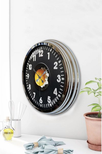 Kasva Concept 40 cm Chrome Metal Egg Wall Clock Gift