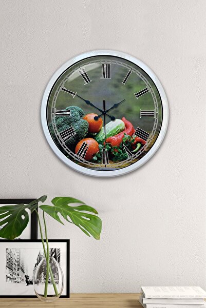 Kasva Concept هدية ساعة حائط مطبخ معدنية بيضاء مقاس 40 سم