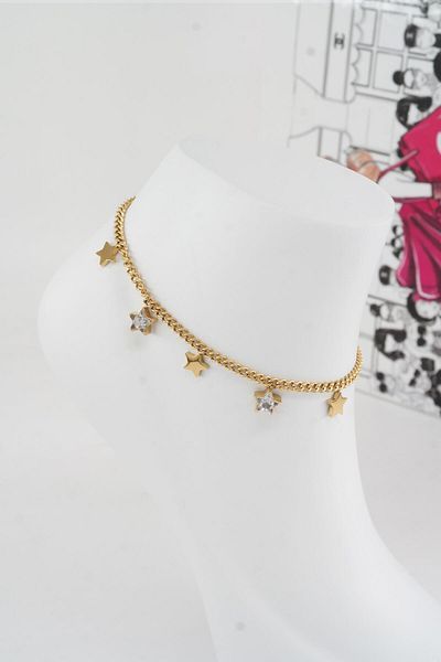 By Zeyna Aksesuar Women's 316 L Tarnish Anti Allergenic Steel Anklet Zy00010