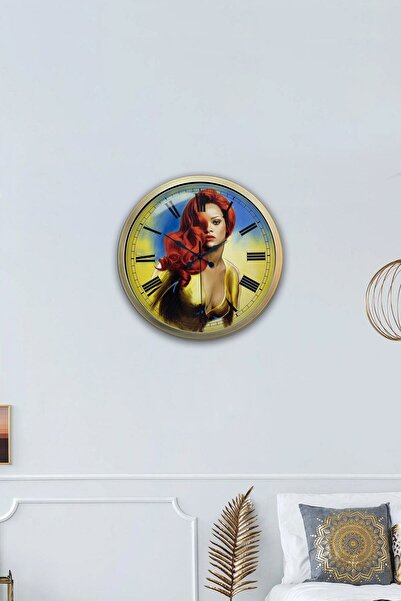 Kasva Concept هدية ساعة حائط ريهانا معدنية عتيقة مقاس 40 سم