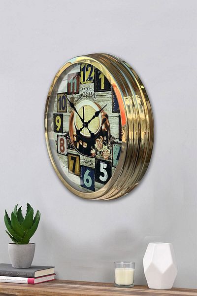 Kasva Concept Gift 40 Cm Gold Metal Coffee Wall Clock
