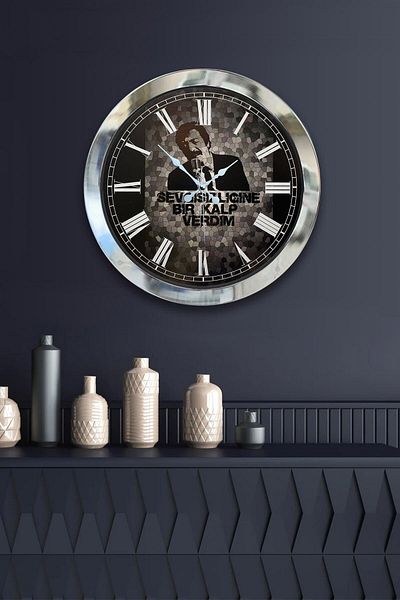 Kasva Concept Gift 36 Cm Chrome Metal Müslüm Gürses Wall Clock